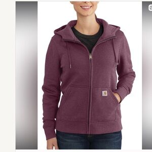 Carhartt Clarksburg Full-Zip Sweatshirt Woman Large Maroon Relaxed Fit Utility